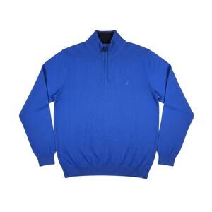 Nautica Navtech Classic Fit Quarter Zip Sweater Royal Blue XL Preppy Golf Career